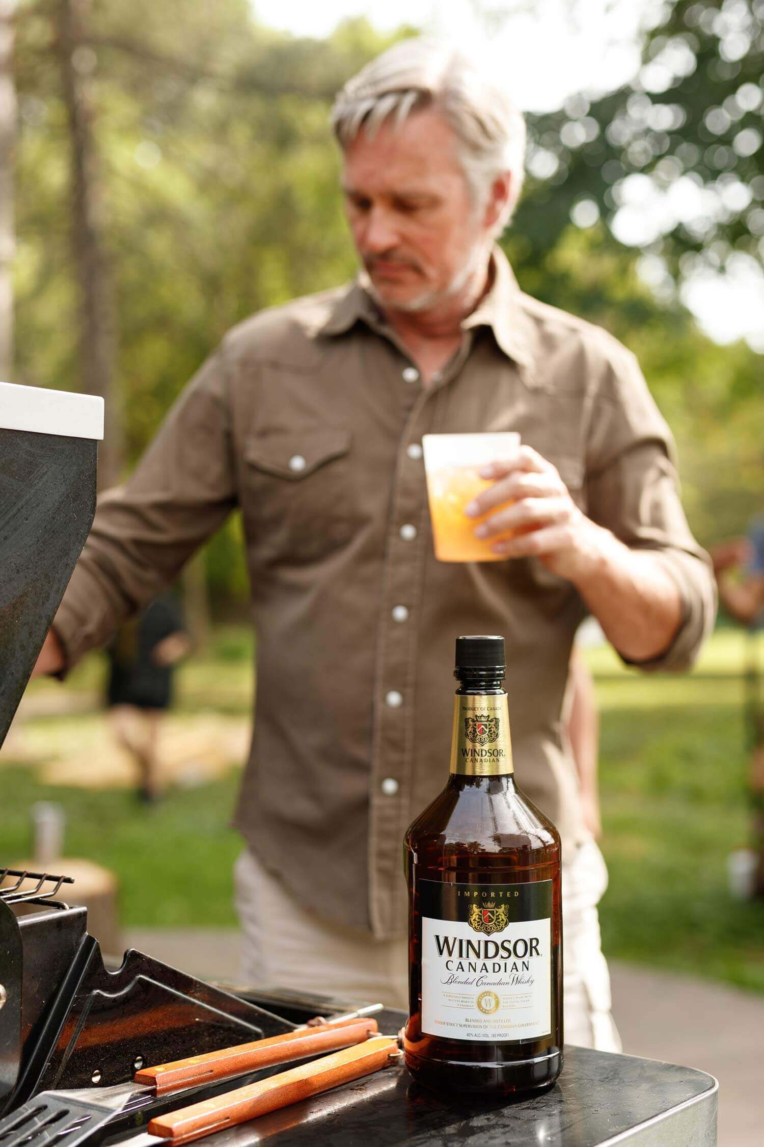 Windsor Canadian Whiskey on a grill